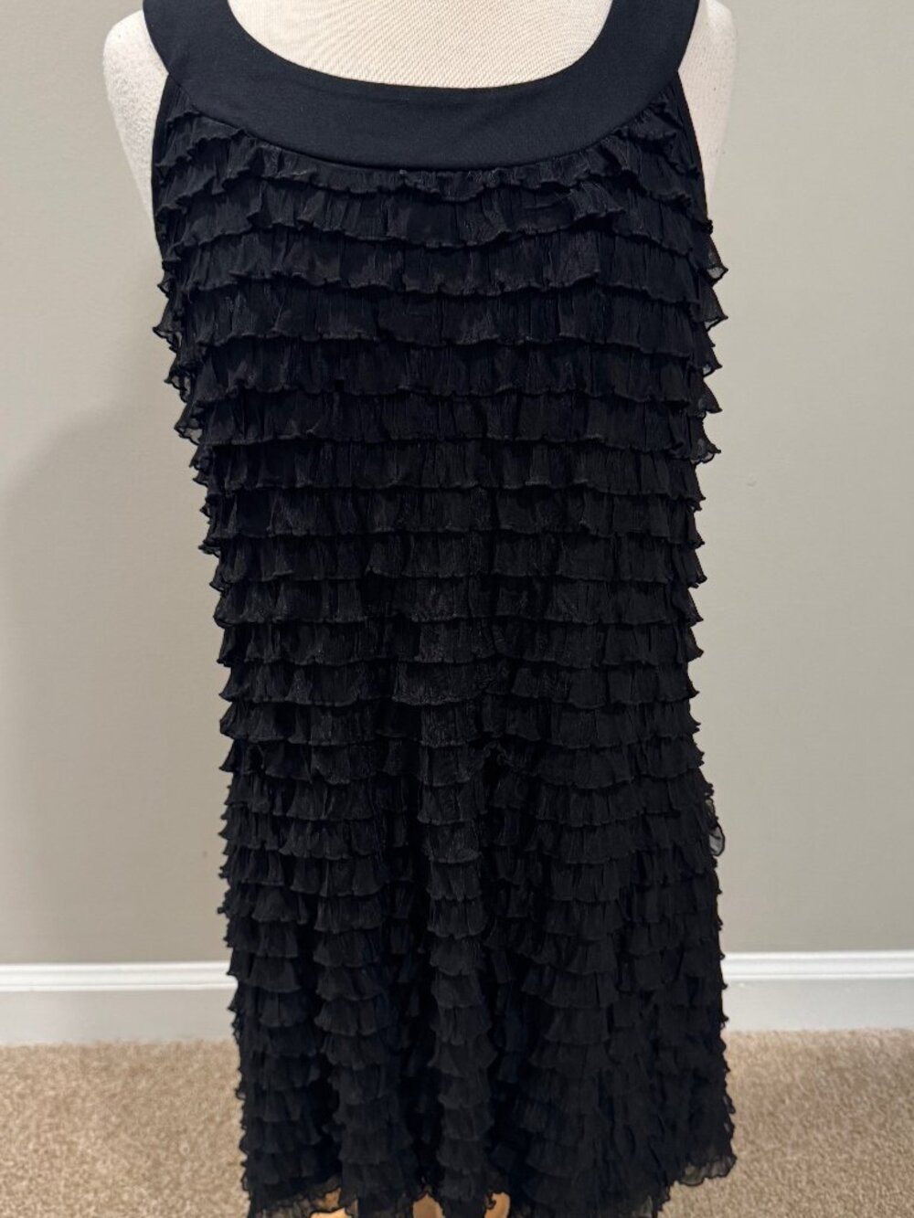 Vintage Womens XL Cocomo Black Ruffle Tiered Sleeveless Layered Shirt Tank Top L